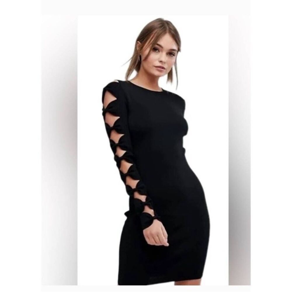 Ted Baker London Black Long Sleeve Dress with Textured Detail
